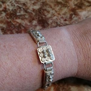 Unique sterling solid double strand bracelet 7"